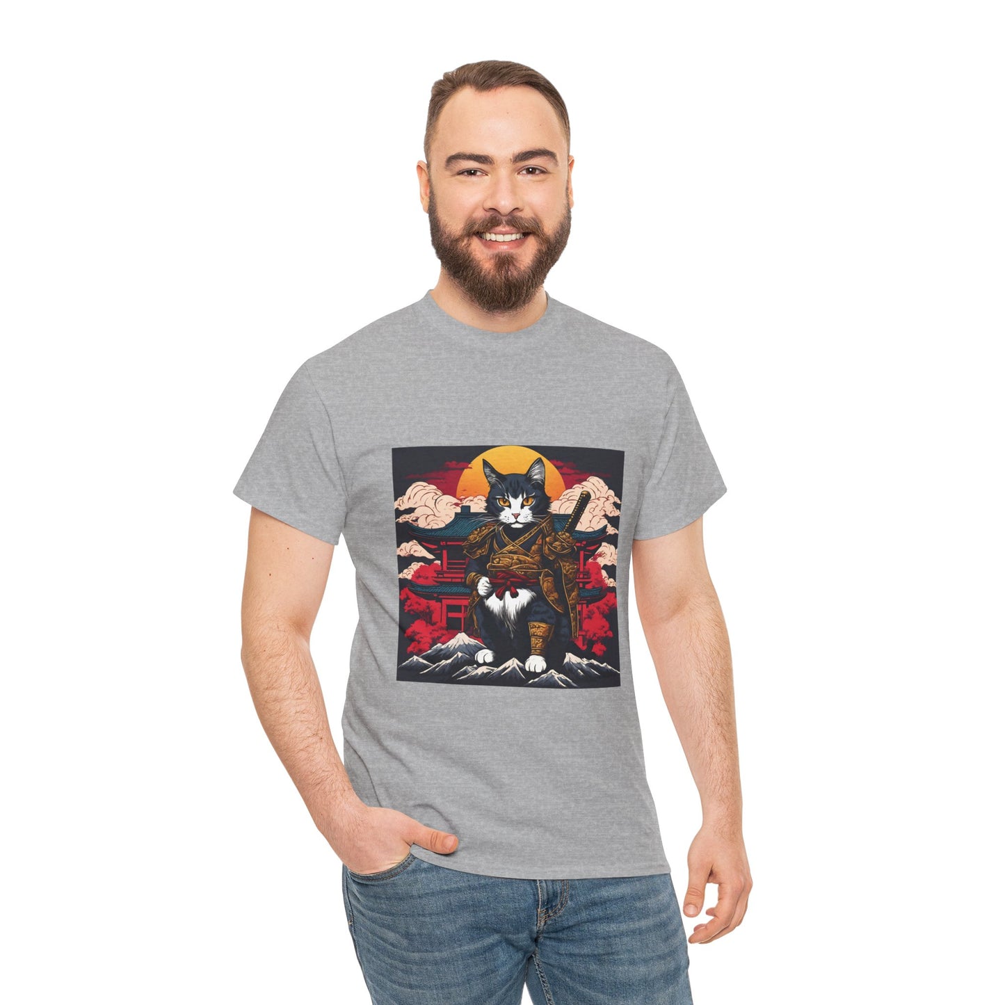 Samurai Cat Cartoon Anime - Flashlander Gym Shirt