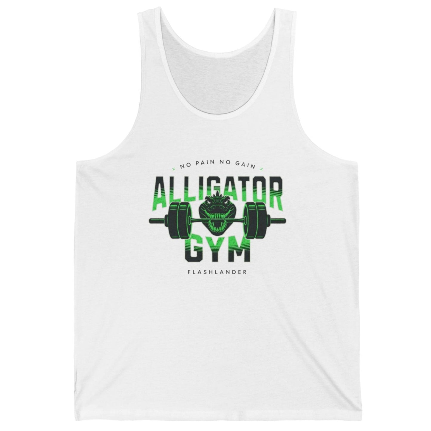 Aligator Jersey Gym Tank Flashlander Cotton Unisex White