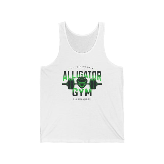 Aligator Jersey Gym Tank Flashlander Cotton Unisex White