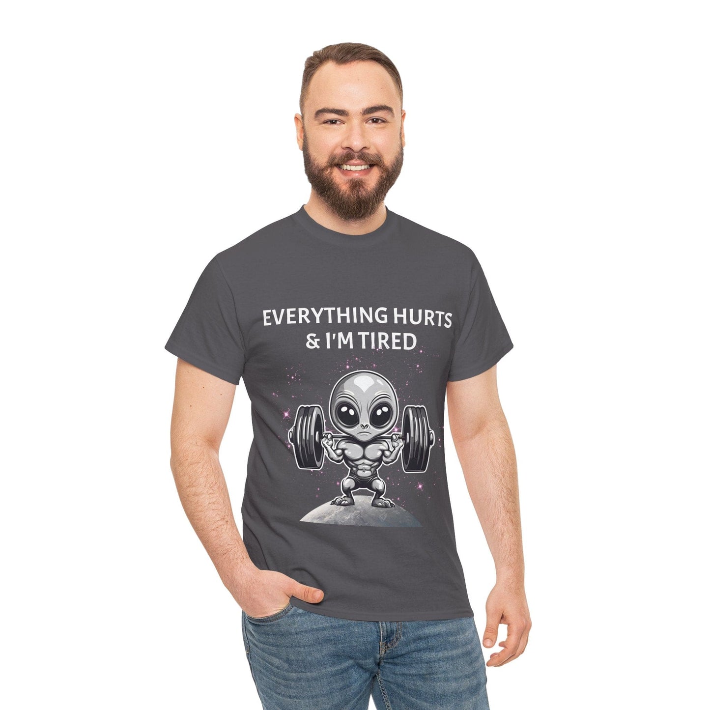 Camiseta de culturista alienígena - Flashlander Camiseta de gimnasio con todo me duele y estoy cansado