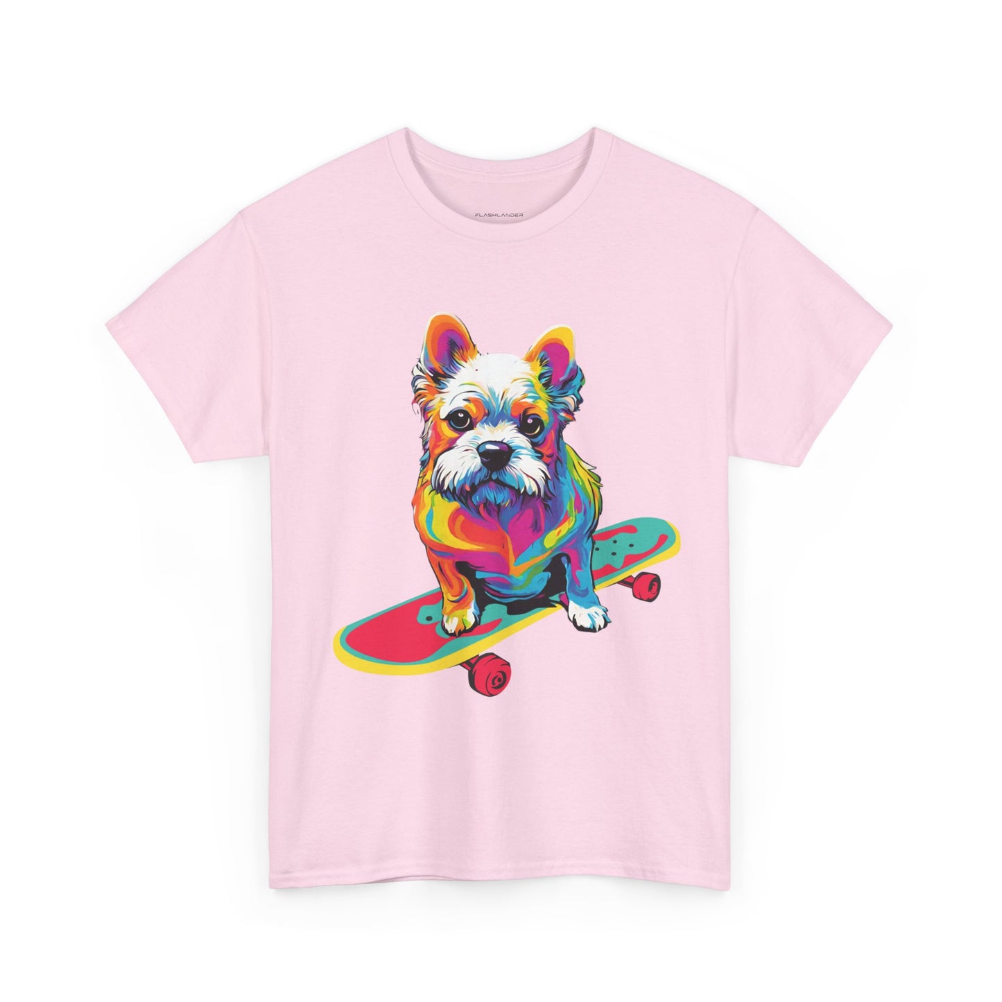 T-shirt de sport Flashlander avec chien skateboardant Pop Art