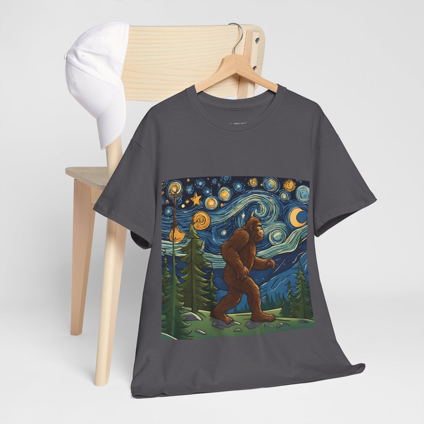 Bigfoot Strolls Through Van Gogh's Starry Night - Flashlander Gym Shirt