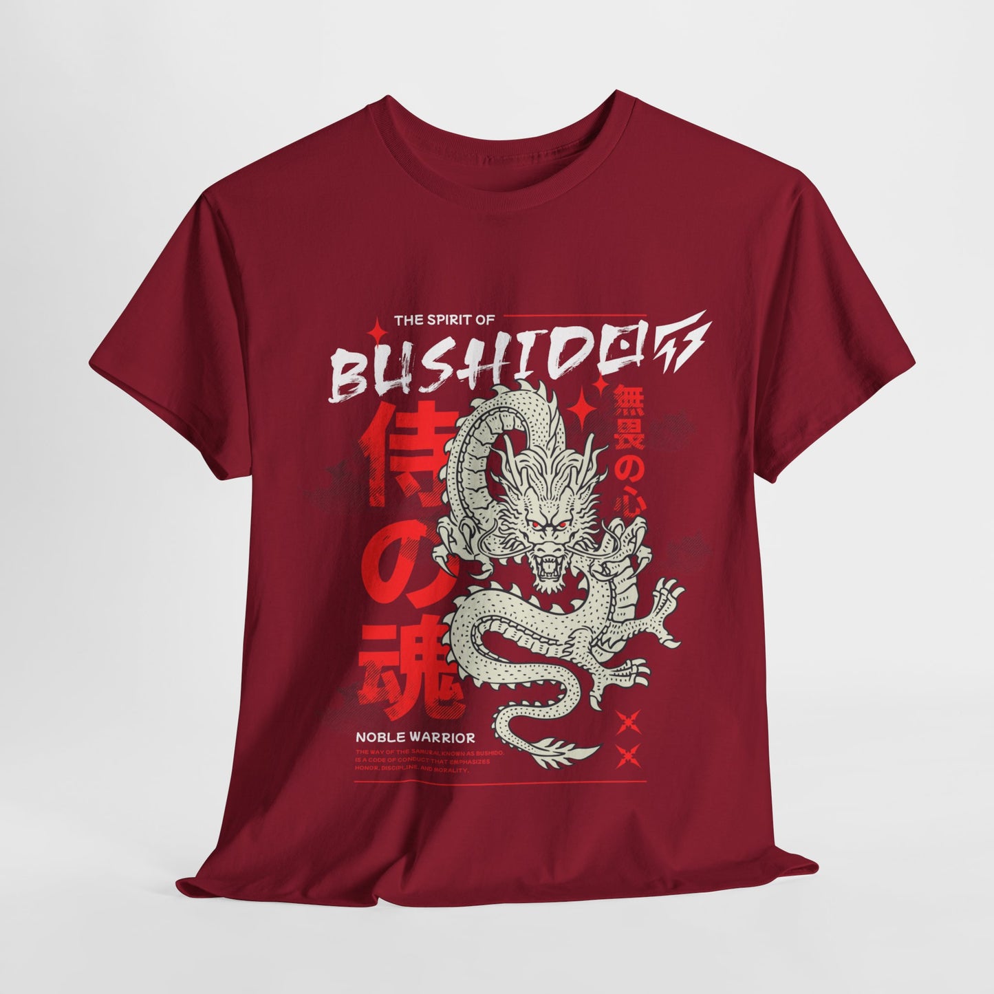 Dragon Gym Shirt The Spirit of Bushido T-Shirt Flashlander Cotton Unisex Charcoal Black Graphic Tee