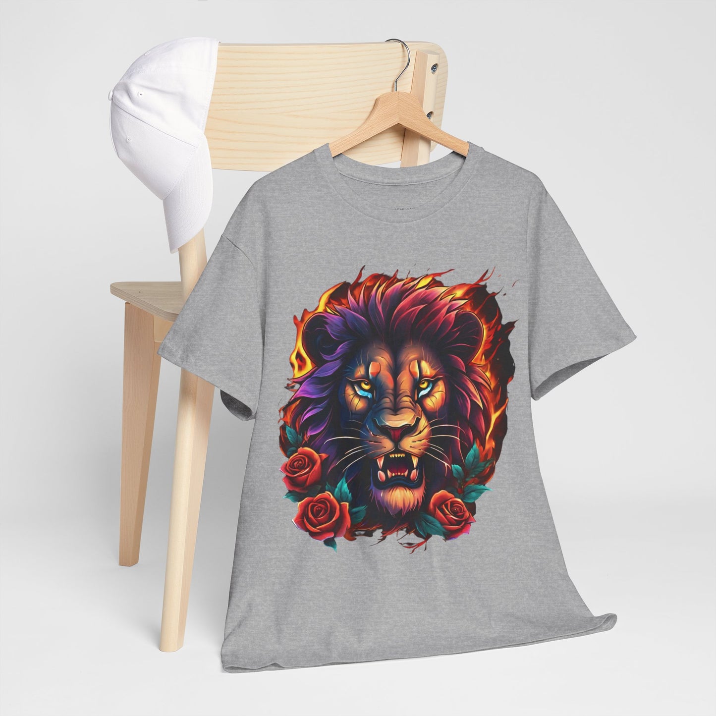 Lion Flames and Roses T-Shirt Flashlander