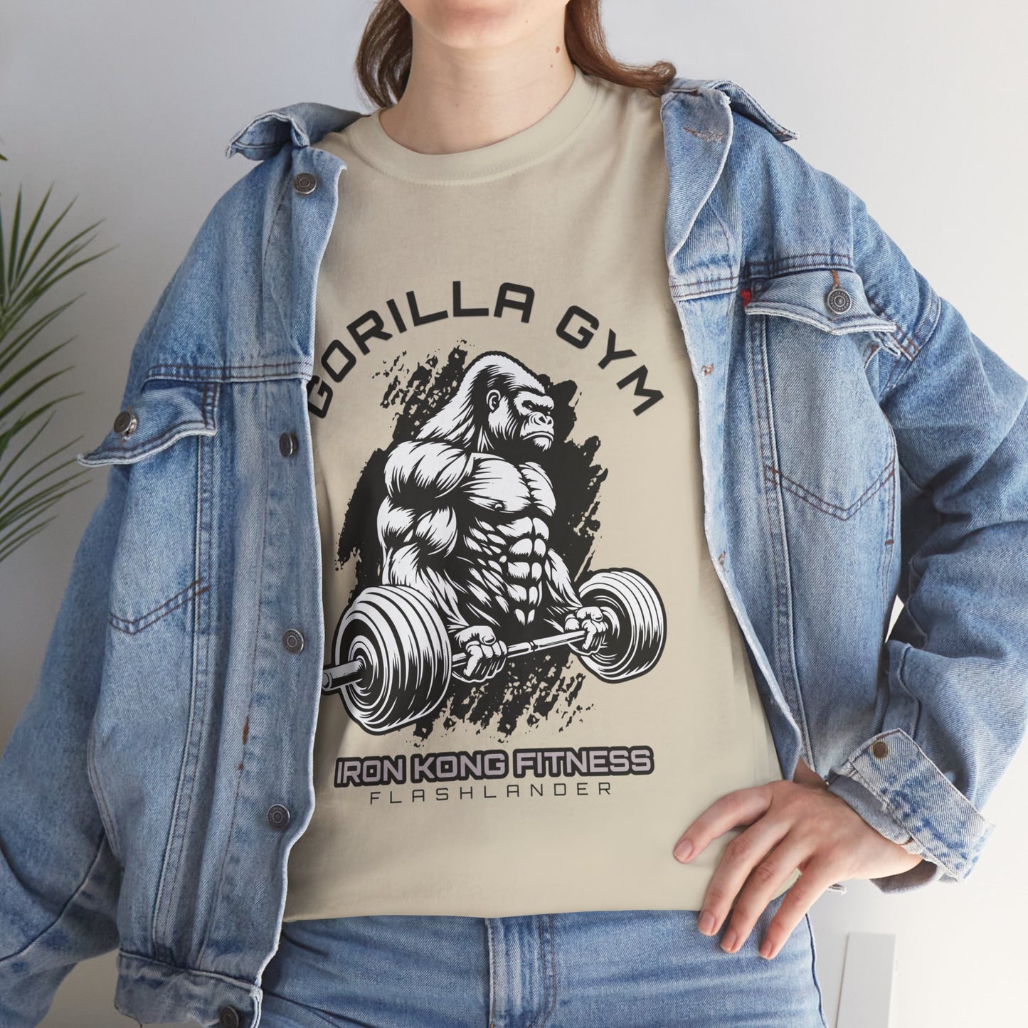 T-shirt de sport Gorilla Flashlander en coton unisexe, noir anthracite, graphique de performance