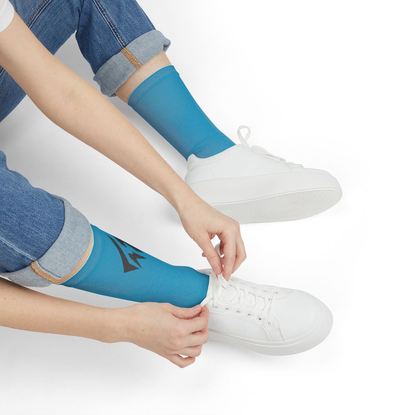 Flashlander Thunder Crew Sports Socks Blue Aqua Turquoise