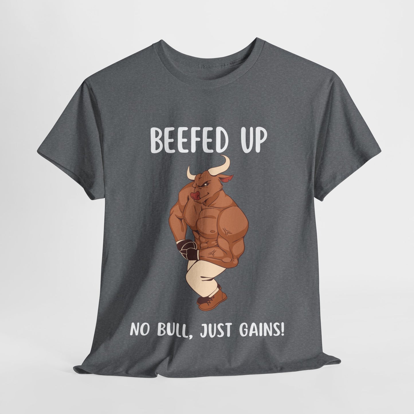 Muscle Bull Beefed Up No Bull, Just Gains - Flashlander Gym Shirt