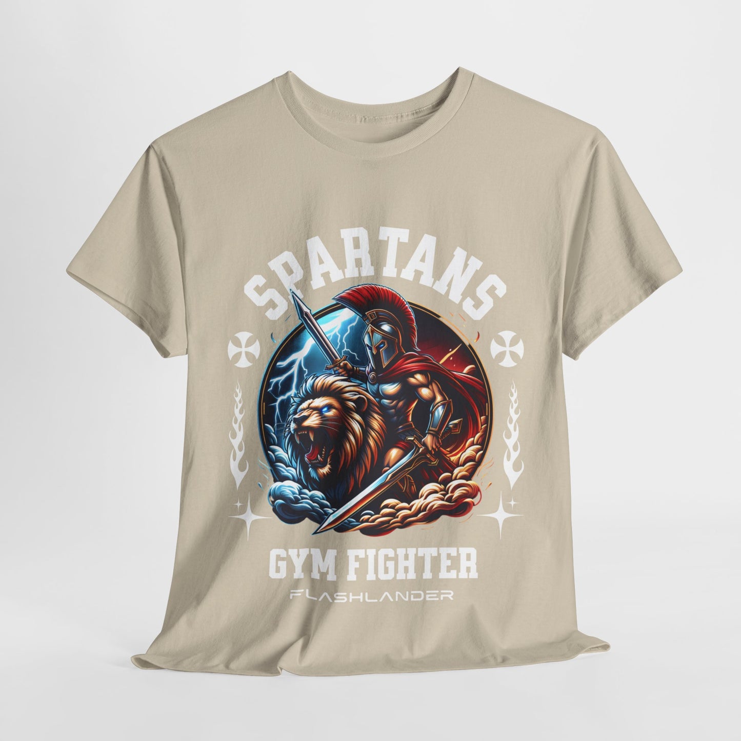 Spartans Gym Fighter Shirt Flashlander Performance T-Shirt Cotton Unisex Charcoal Black Graphic Tee