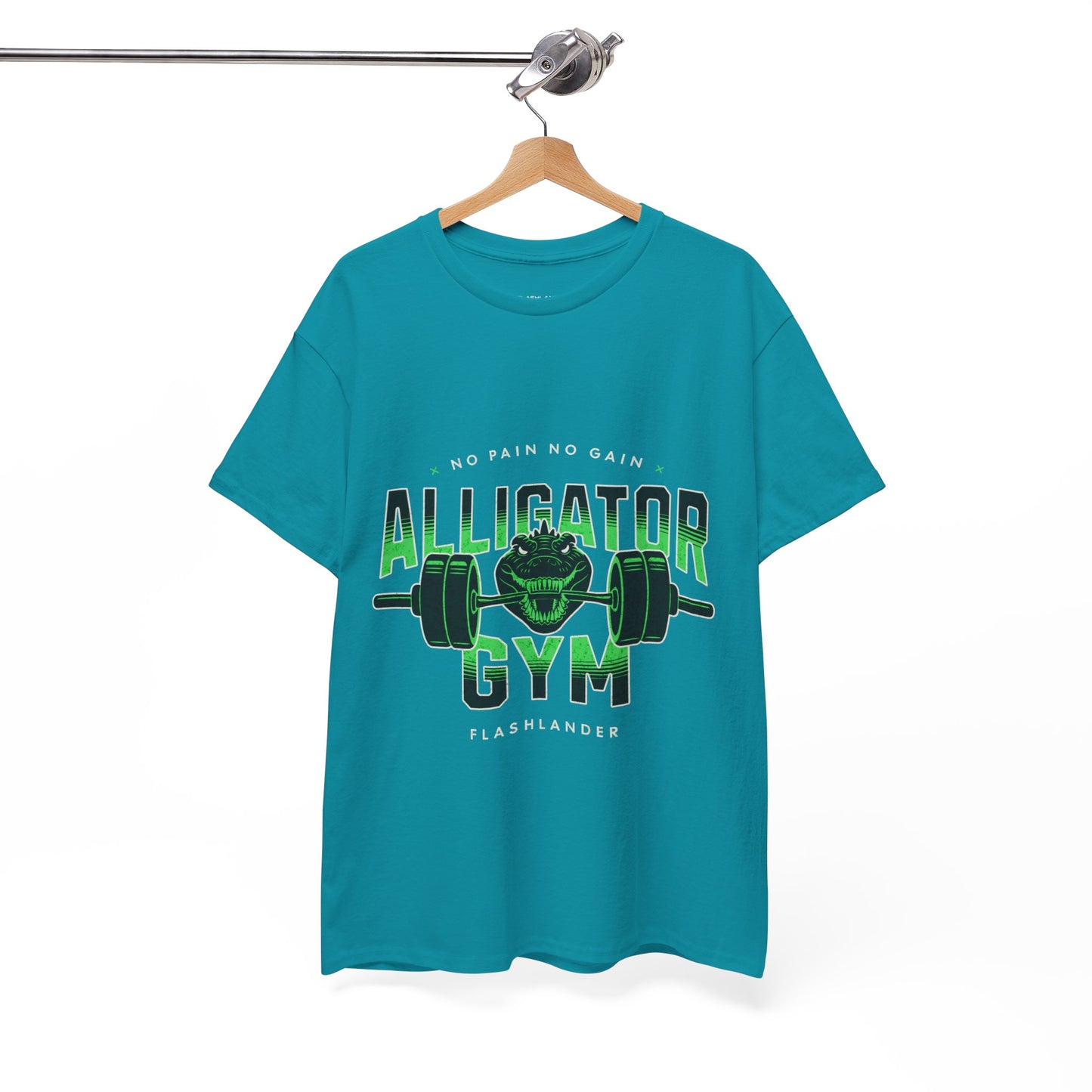 Aligator Gym Shirt Flashlander Cotton Unisex Charcoal Black Graphic Tee