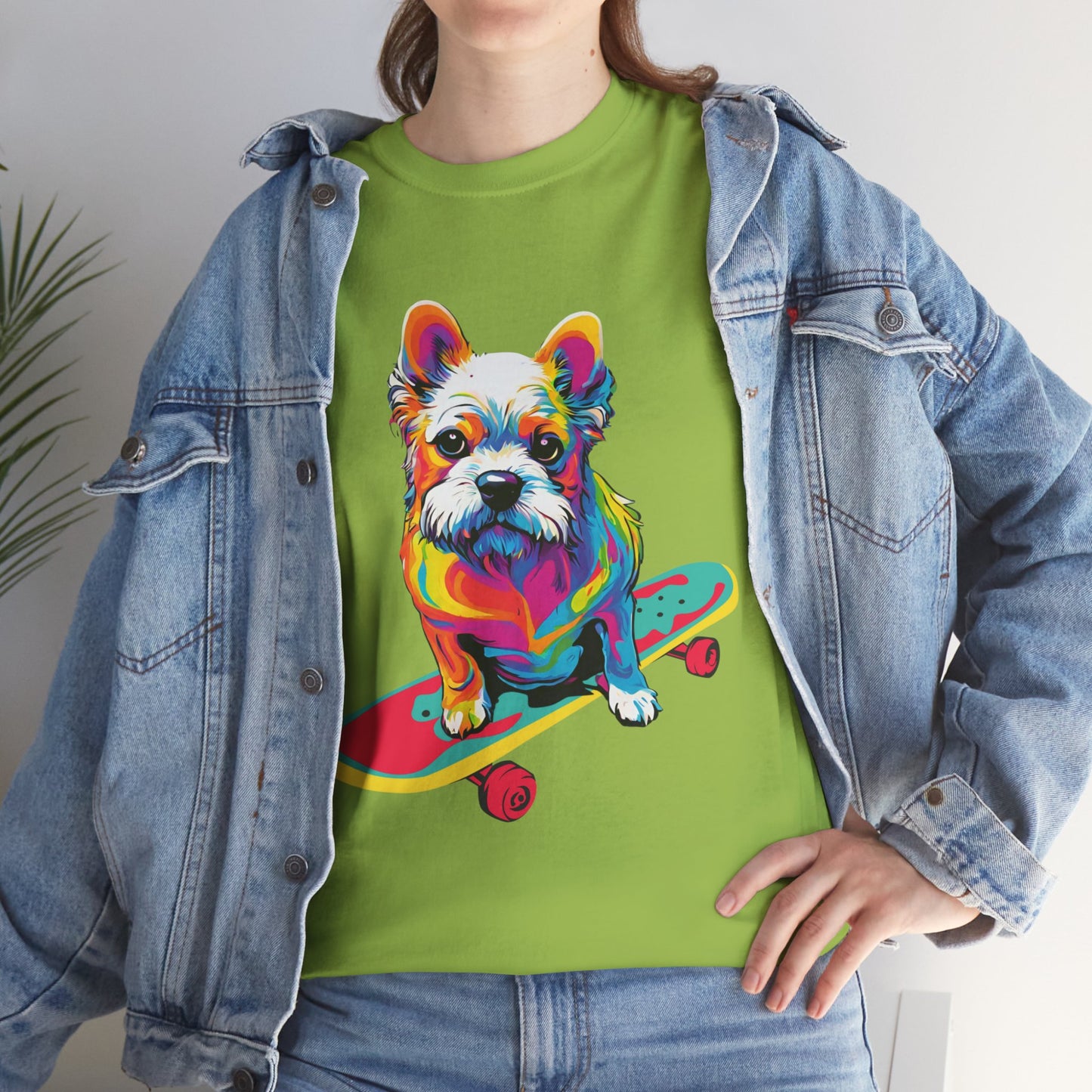 T-shirt de sport Flashlander avec chien skateboardant Pop Art