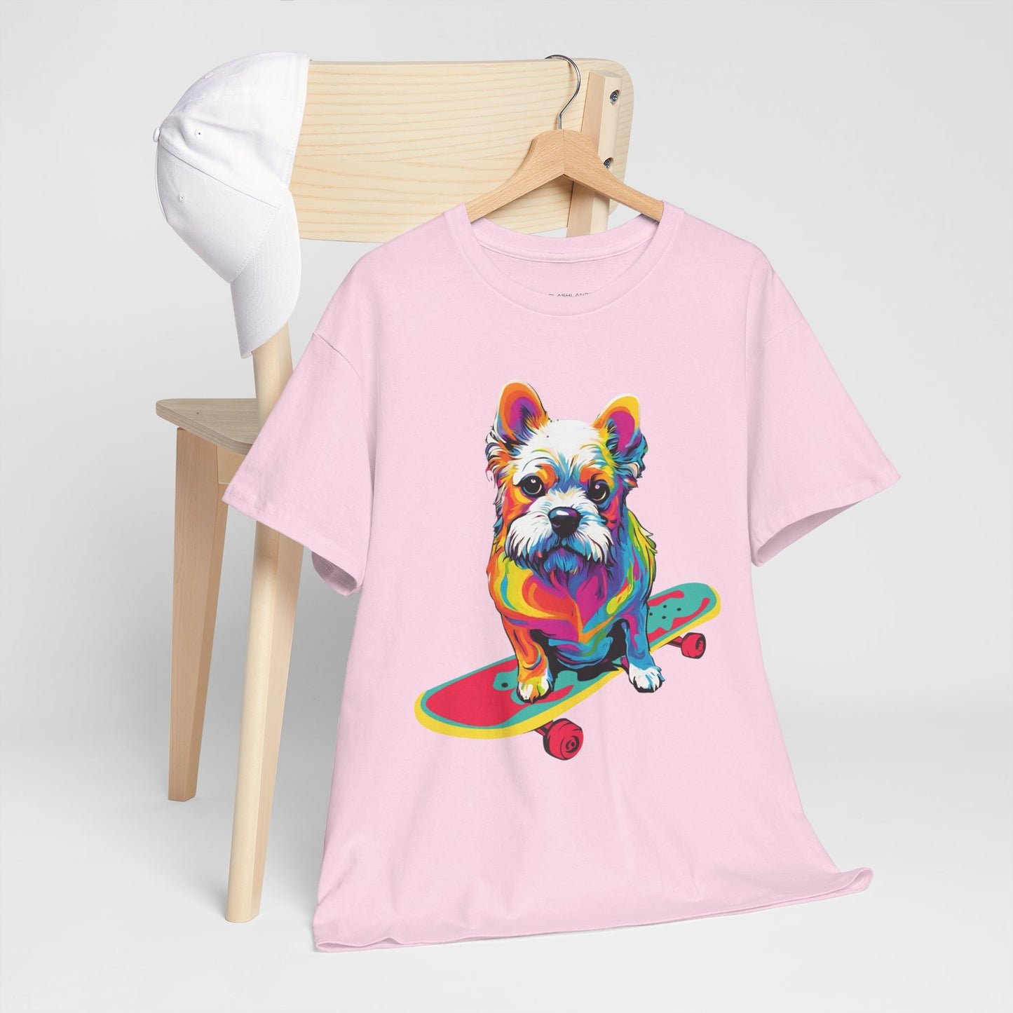 T-shirt de sport Flashlander avec chien skateboardant Pop Art