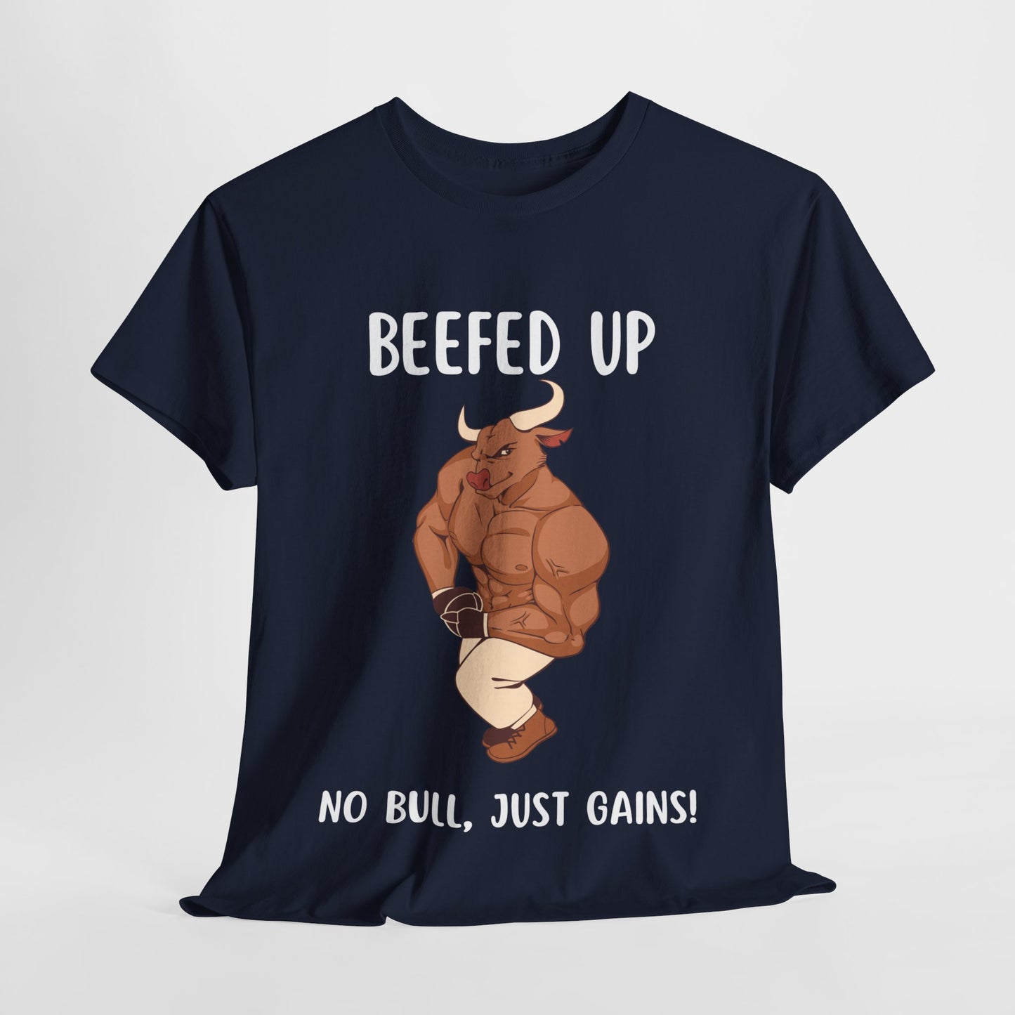 Muscle Bull Beefed Up No Bull, Just Gains - Flashlander Gym Shirt