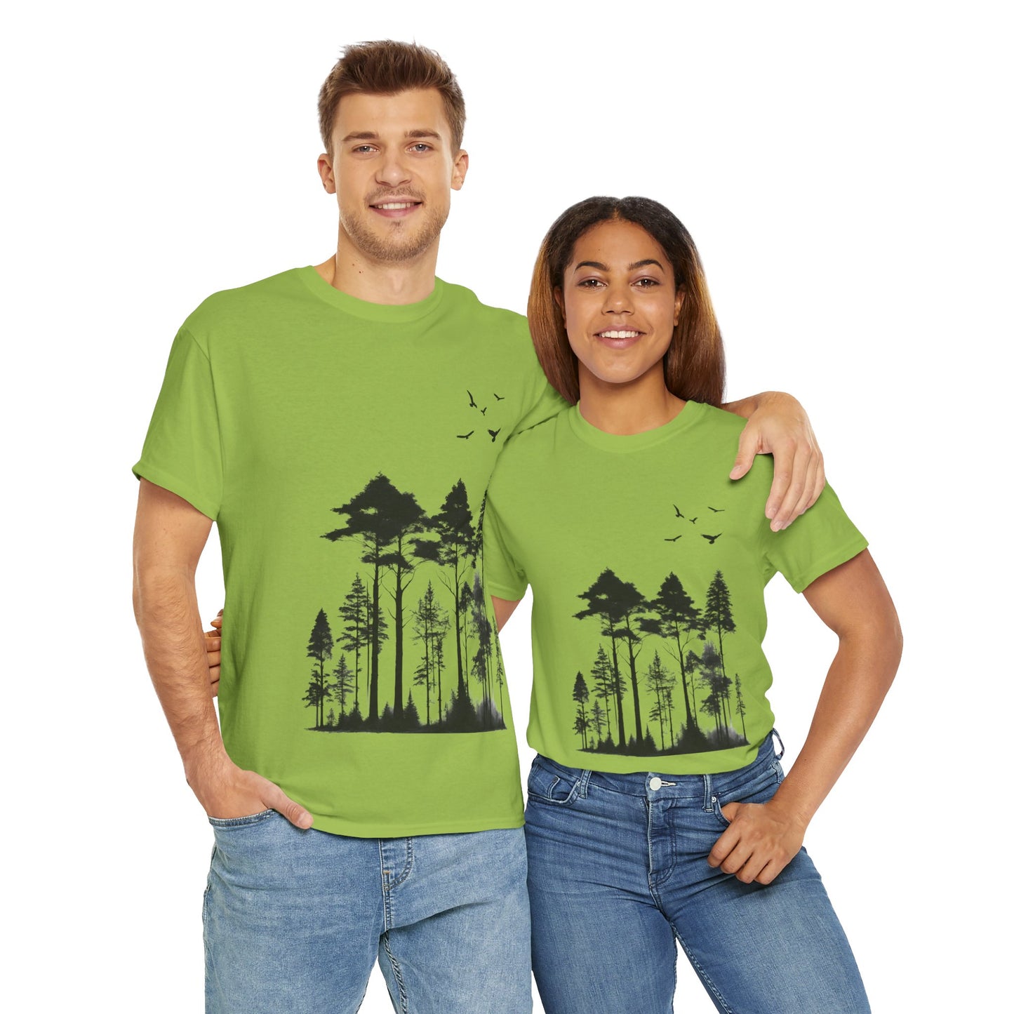 Camisa del bosque de pinos Camiseta unisex de algodón pesado Flashlander