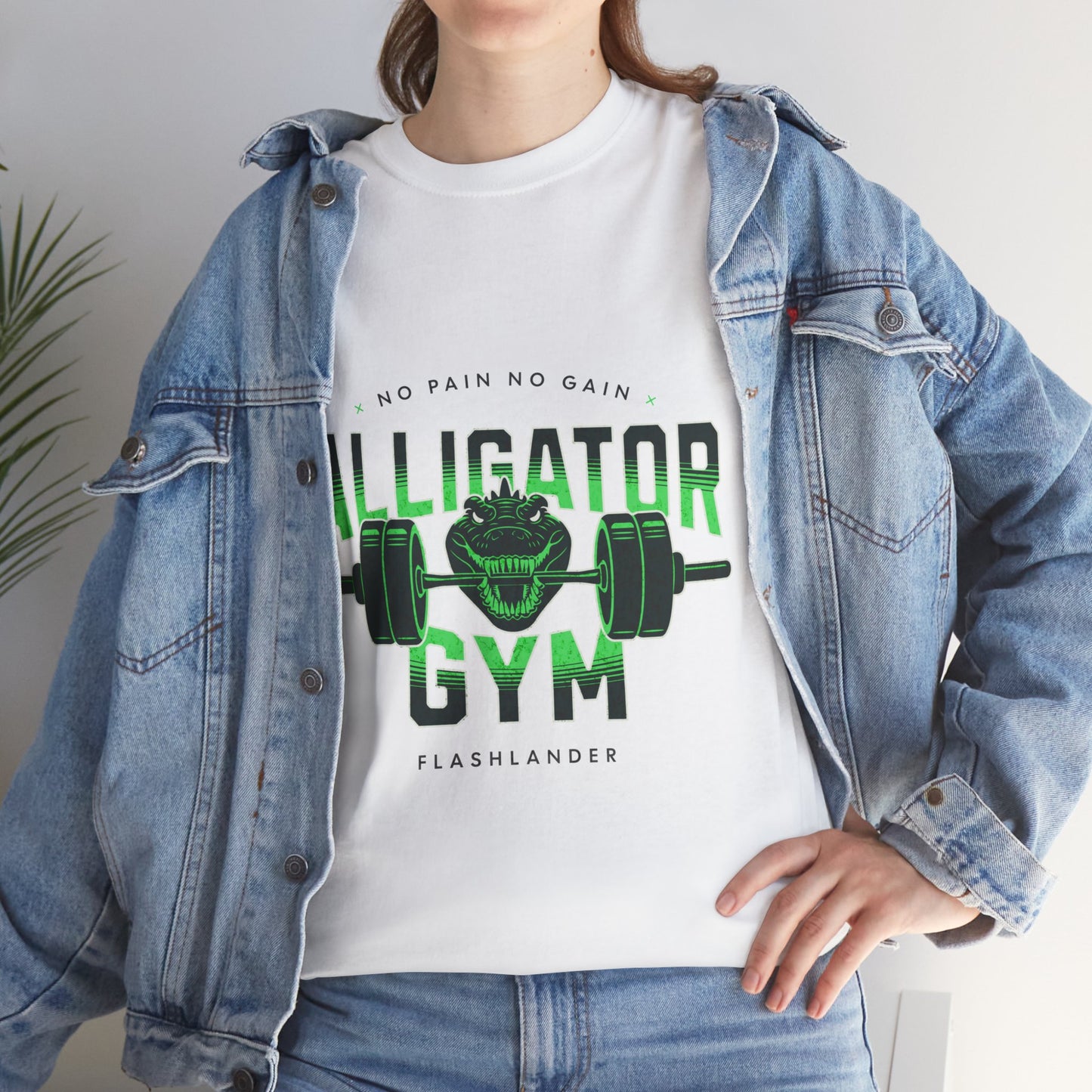 Aligator Gym Shirt Flashlander Cotton Unisex Charcoal Black Graphic Tee