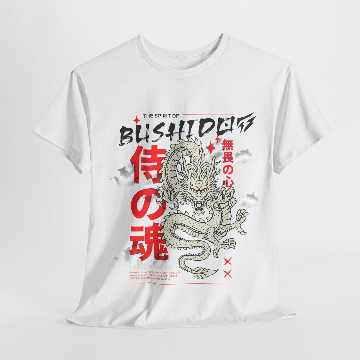 Dragon Gym Shirt The Spirit of Bushido T-Shirt Flashlander Cotton Unisex Charcoal Black Graphic Tee