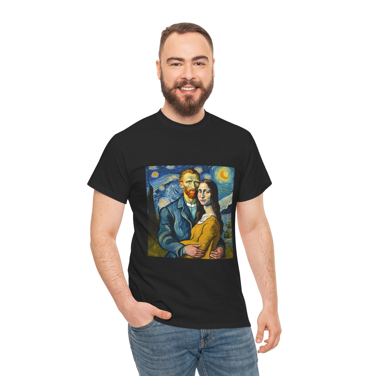 Funny Mona Lisa with Vincent Van Gogh Starry Night - Flashlander Gym Shirt