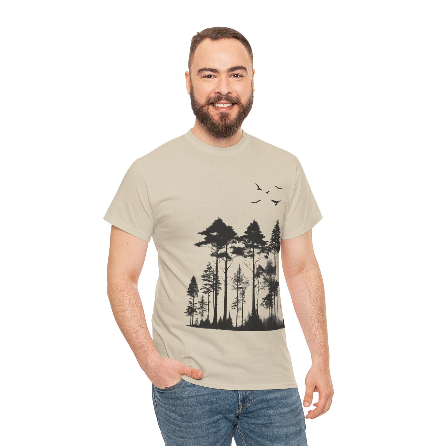 Camisa del bosque de pinos Camiseta unisex de algodón pesado Flashlander