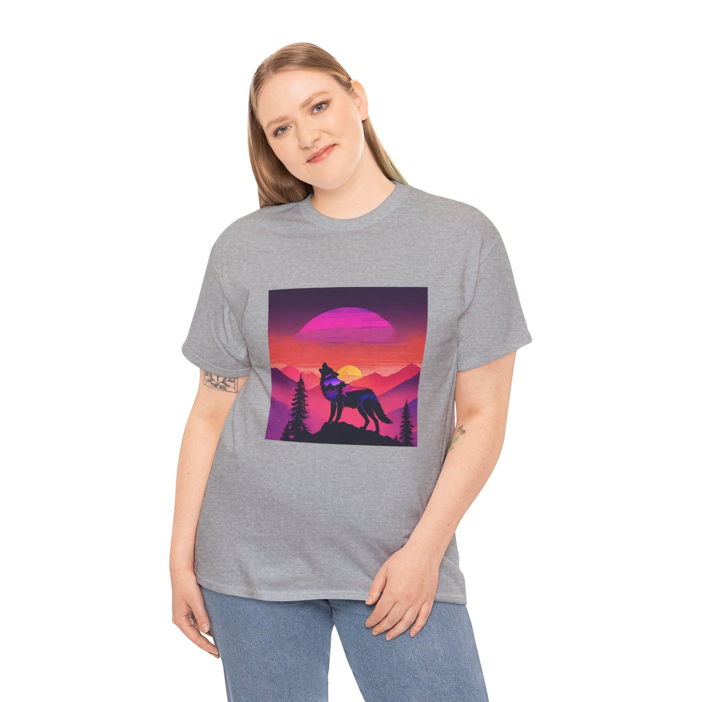 Wolf Majestic Sunset Gaphic Tee Flashlander