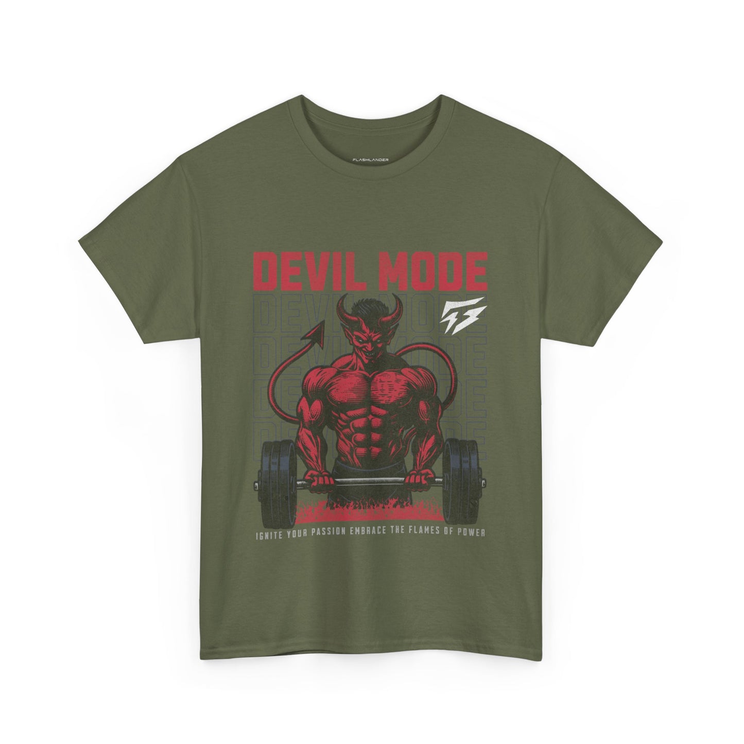 Devil Mode Gym Shirt Flashlander Cotton Unisex Charcoal Black Performance Graphic Tee