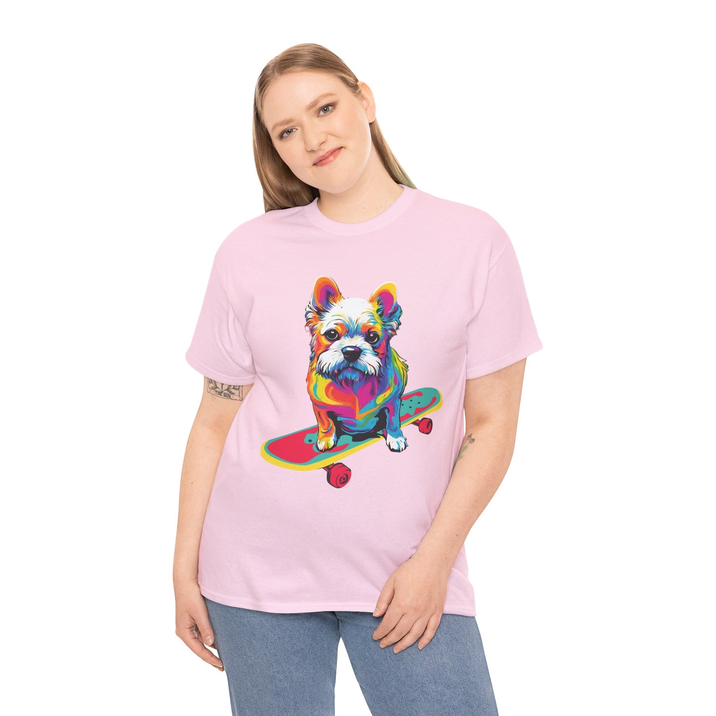 T-shirt de sport Flashlander avec chien skateboardant Pop Art