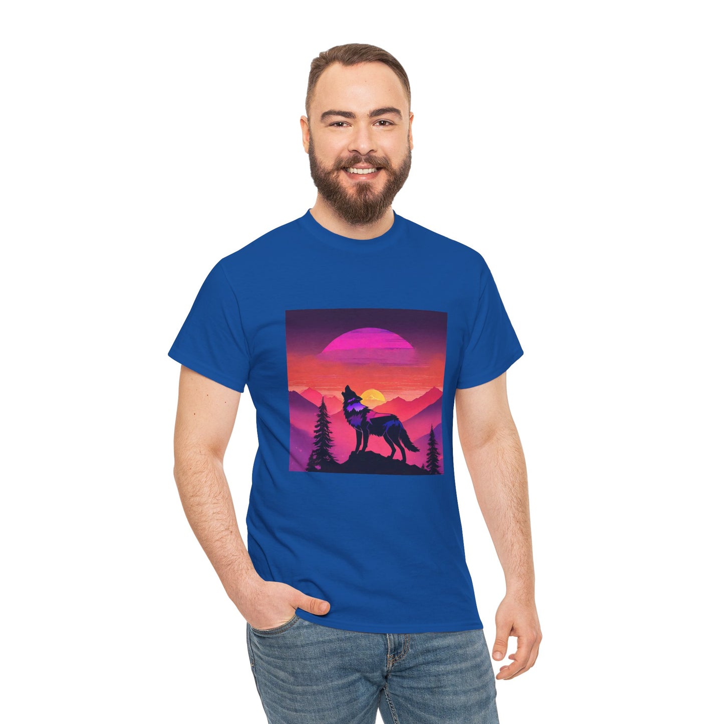 Wolf Majestic Sunset Gaphic Tee Flashlander