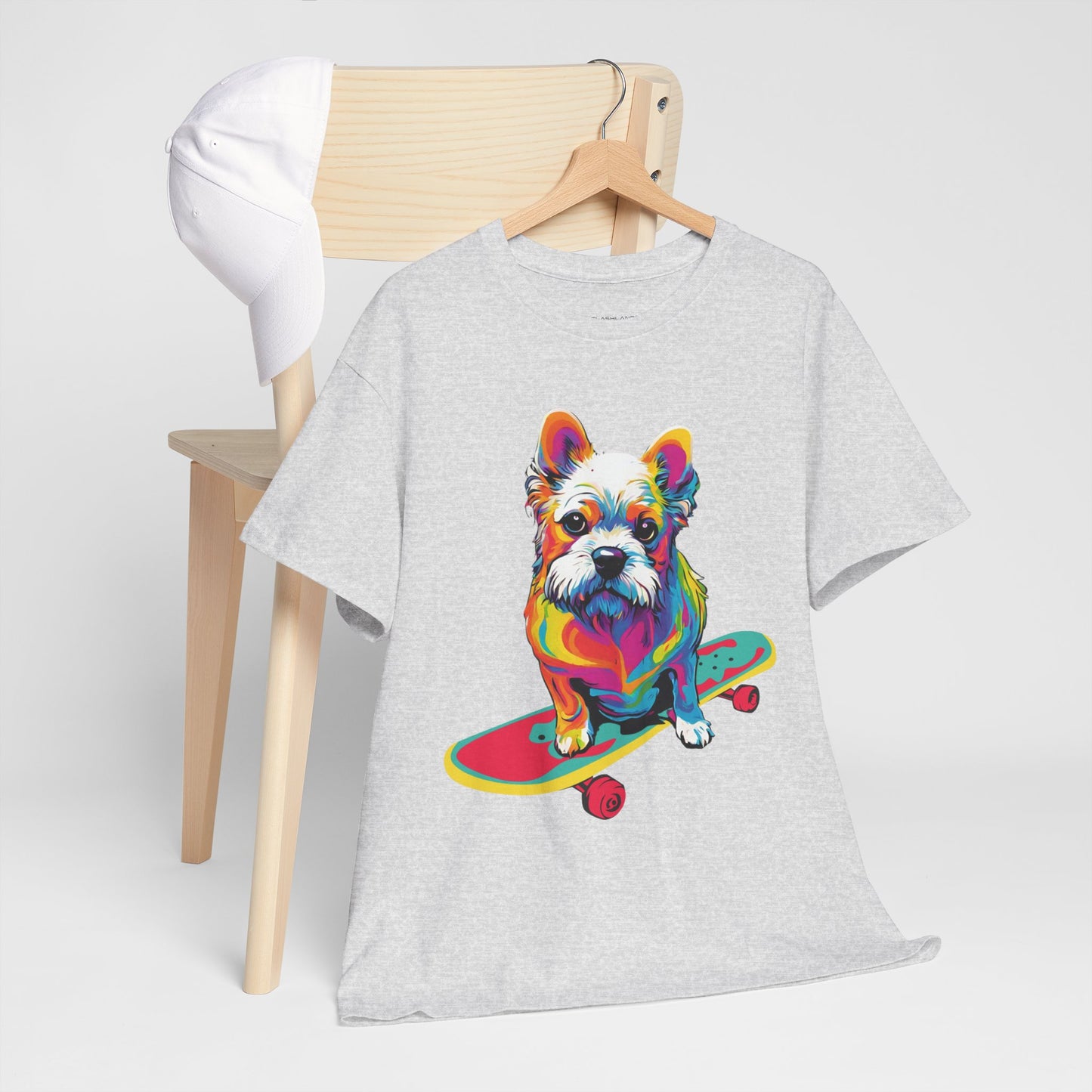 T-shirt de sport Flashlander avec chien skateboardant Pop Art