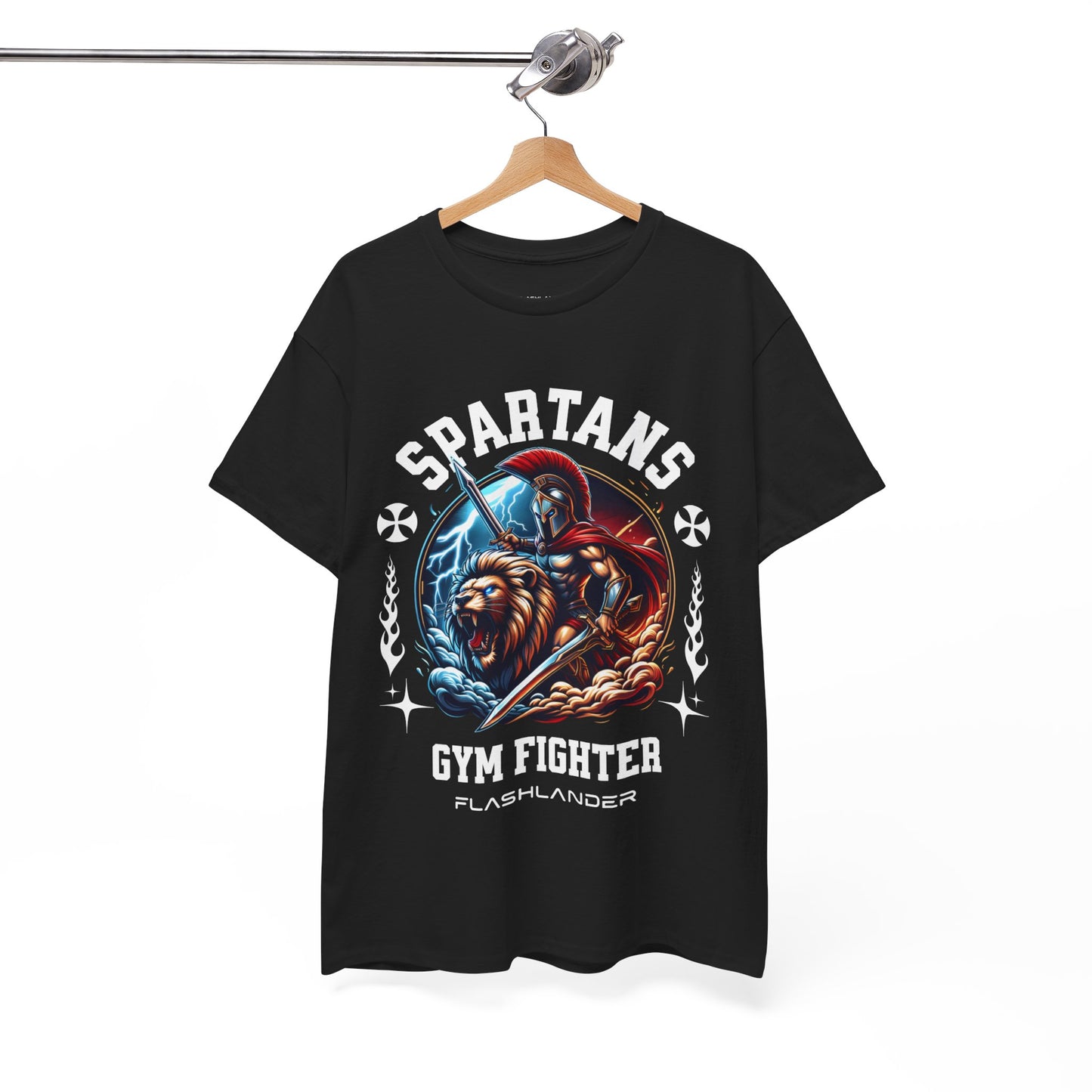 Spartans Gym Fighter Shirt Flashlander Performance T-Shirt Cotton Unisex Charcoal Black Graphic Tee