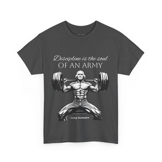 George Washington Bodybuilder Shirt - Flashlander Disipline Is The Soul Of An Army Gym T-Shirt Cotton Unisex Charcoal Black Graphic Tee