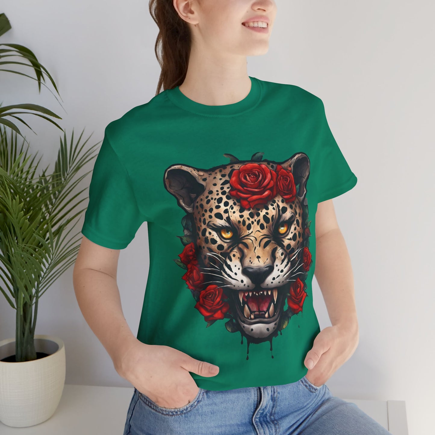 Jaguar Flames and Roses Graphic Tee Flashlander