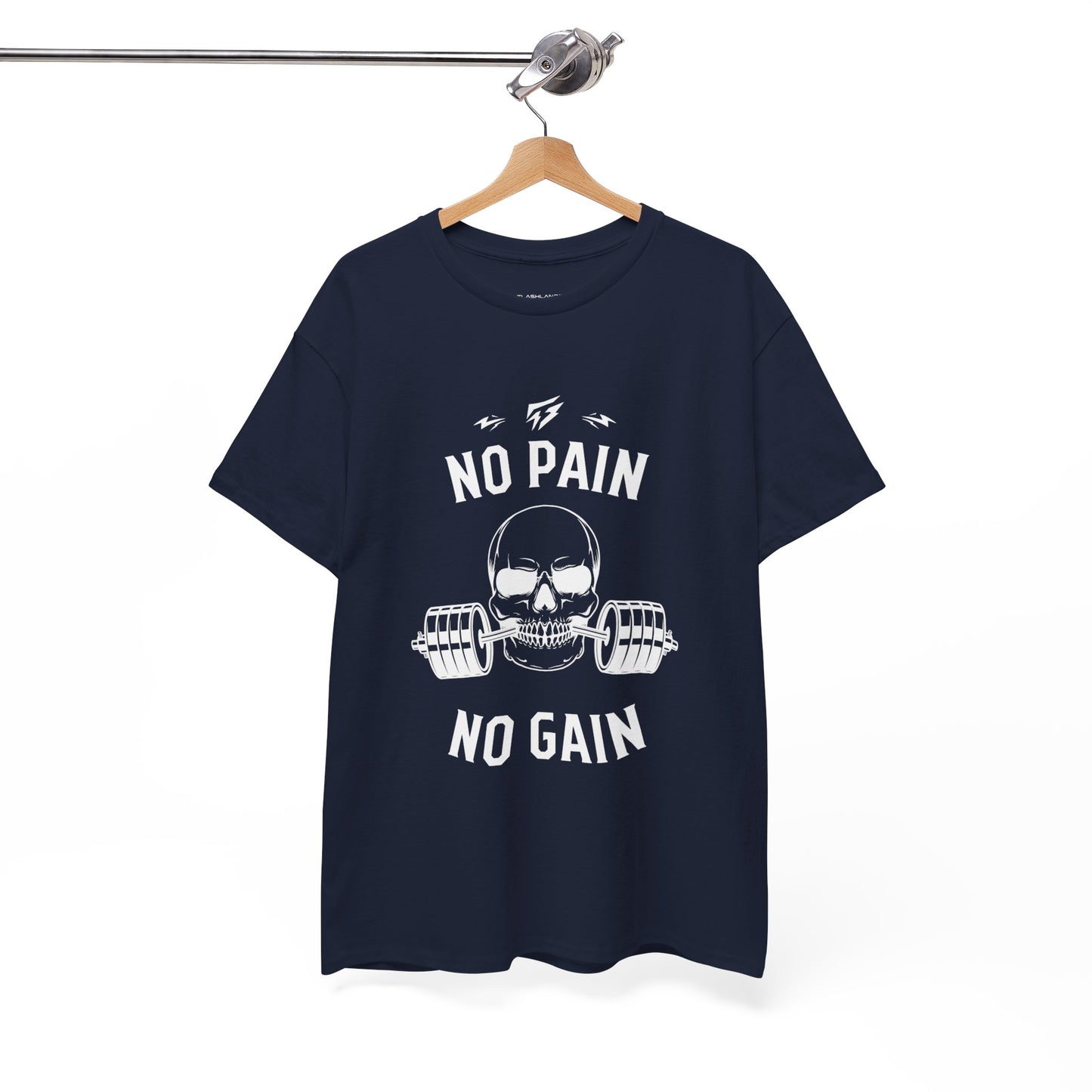 Skull Fire Lifting Flashlander Gym Shirt No Pain No Gain Graphic Tee