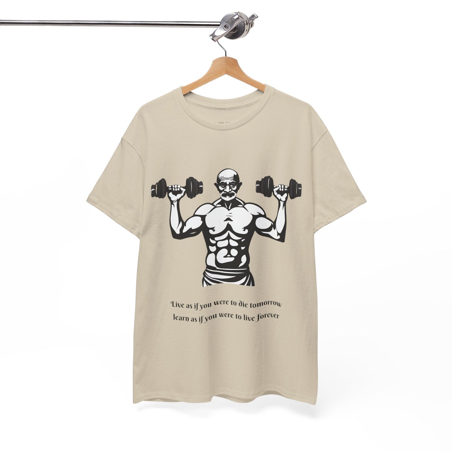 Gandhi Bodybuilder Gym Shirt - Flashlander Live as if you were to die tomorrow, learn as if you were to live forever quote Graphic Tee