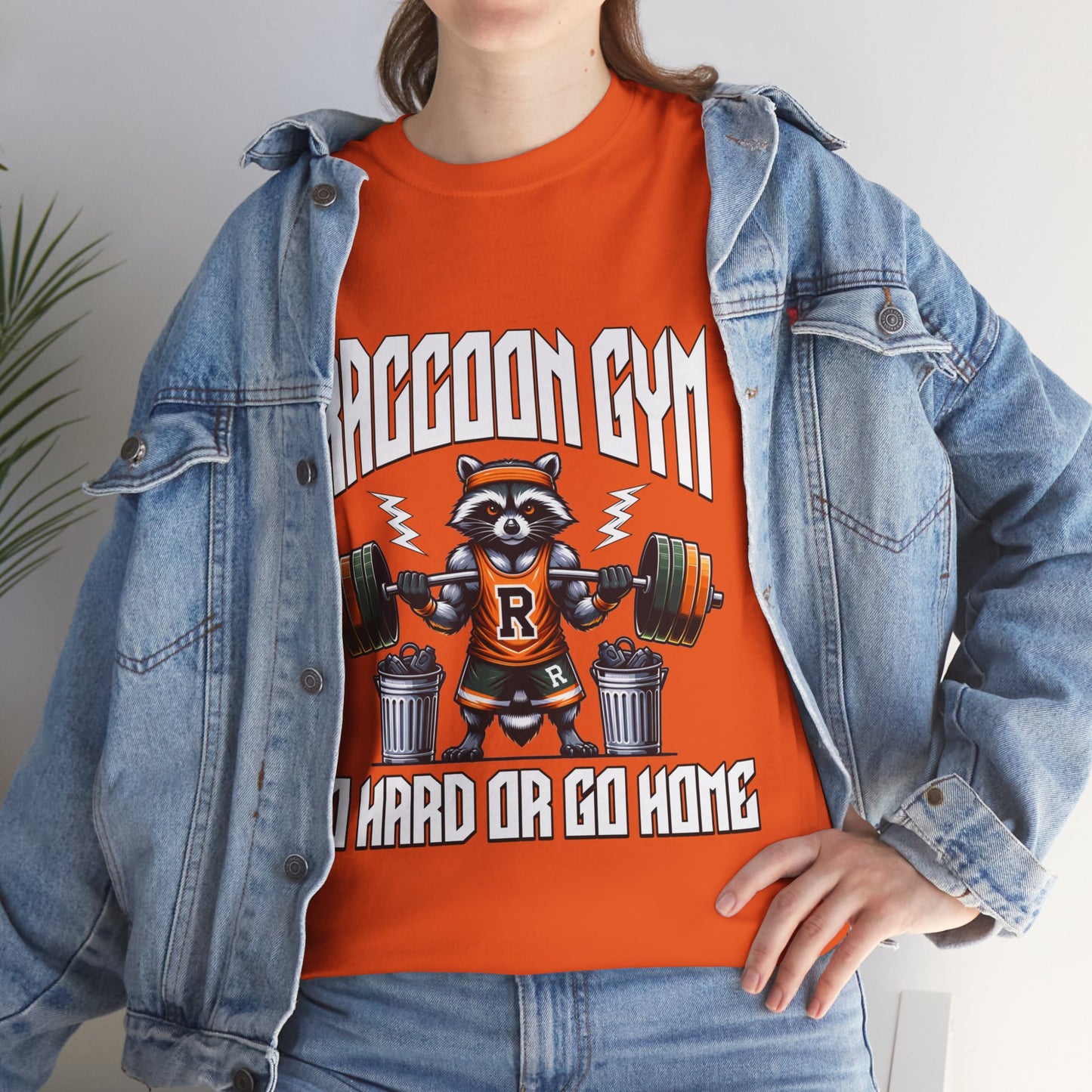 Raccoon Bodybuilder Shirt Flashlander Go Hard or Go Home Gym T-Shirt Cotton Unisex Graphic Tee