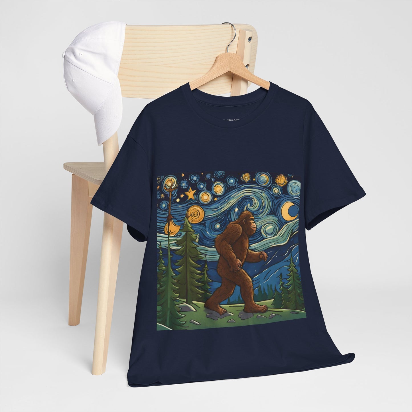 Bigfoot Strolls Through Van Gogh's Starry Night - Flashlander Gym Shirt