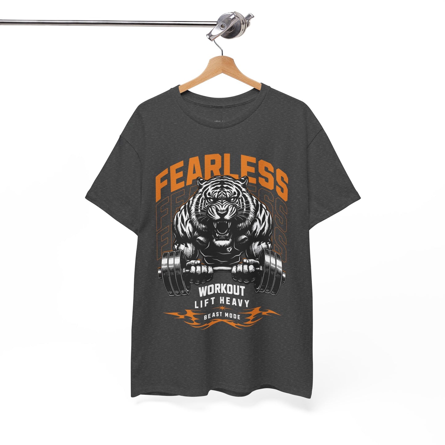 Tiger Bodybuilder Shirt Flashlander Fearless Workout Lift Heavy Beast Mode Gym T-Shirt Cotton Unisex Graphic Tee