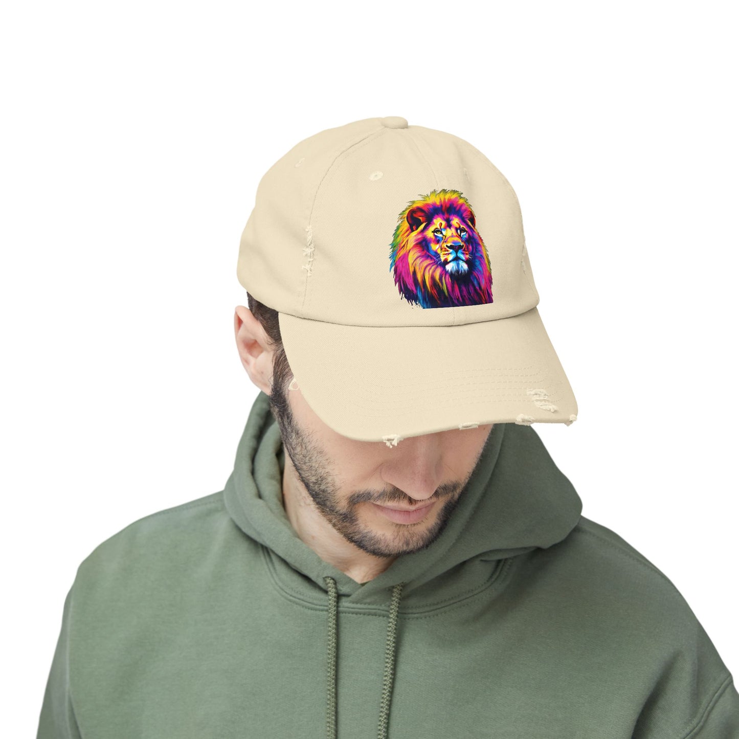 Lion Cap Pop Art Lion Baseball Cap Unisex Distressed Cap Custom Hat Personalized Cap