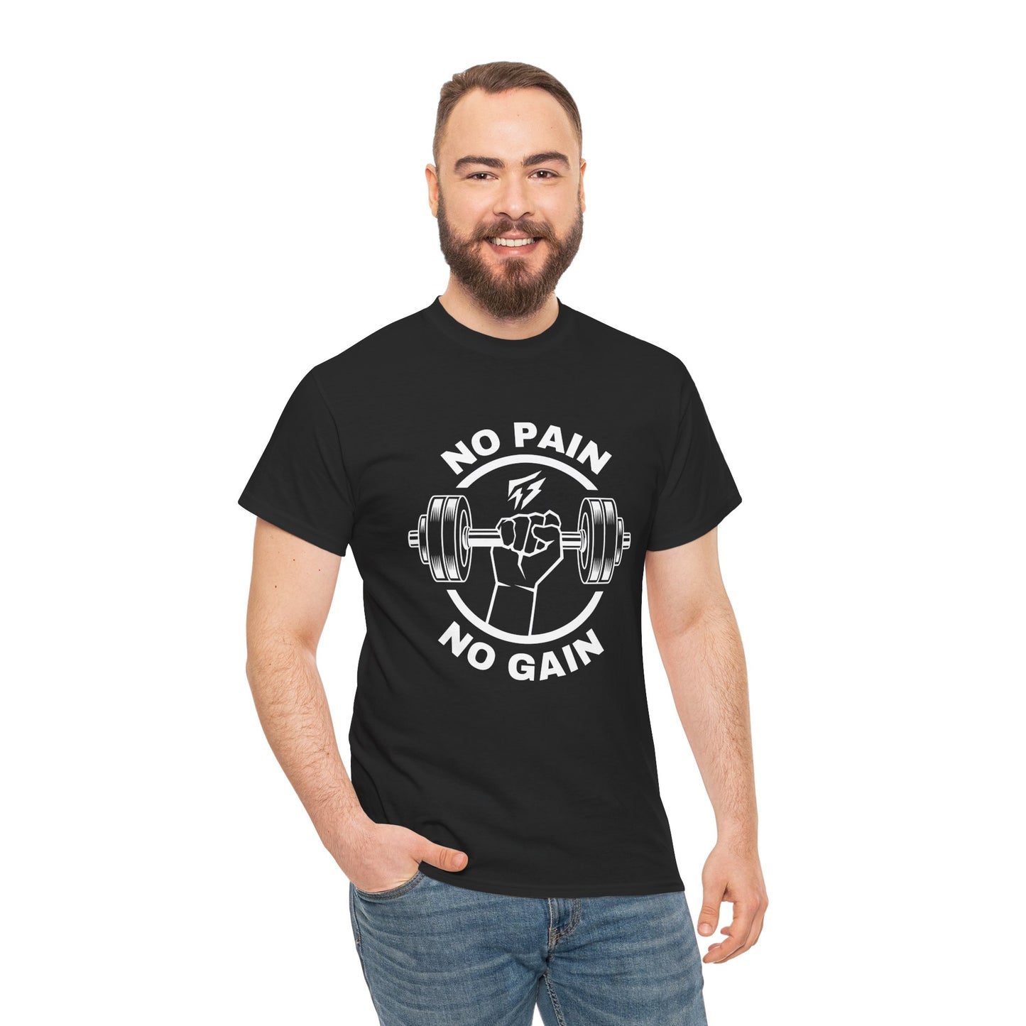 T-shirt de sport Lifting Flashlander avec citation « No Pain No Gain »