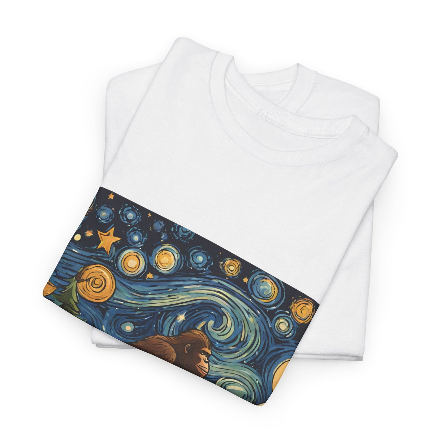 Bigfoot Strolls Through Van Gogh's Starry Night - Flashlander Gym Shirt