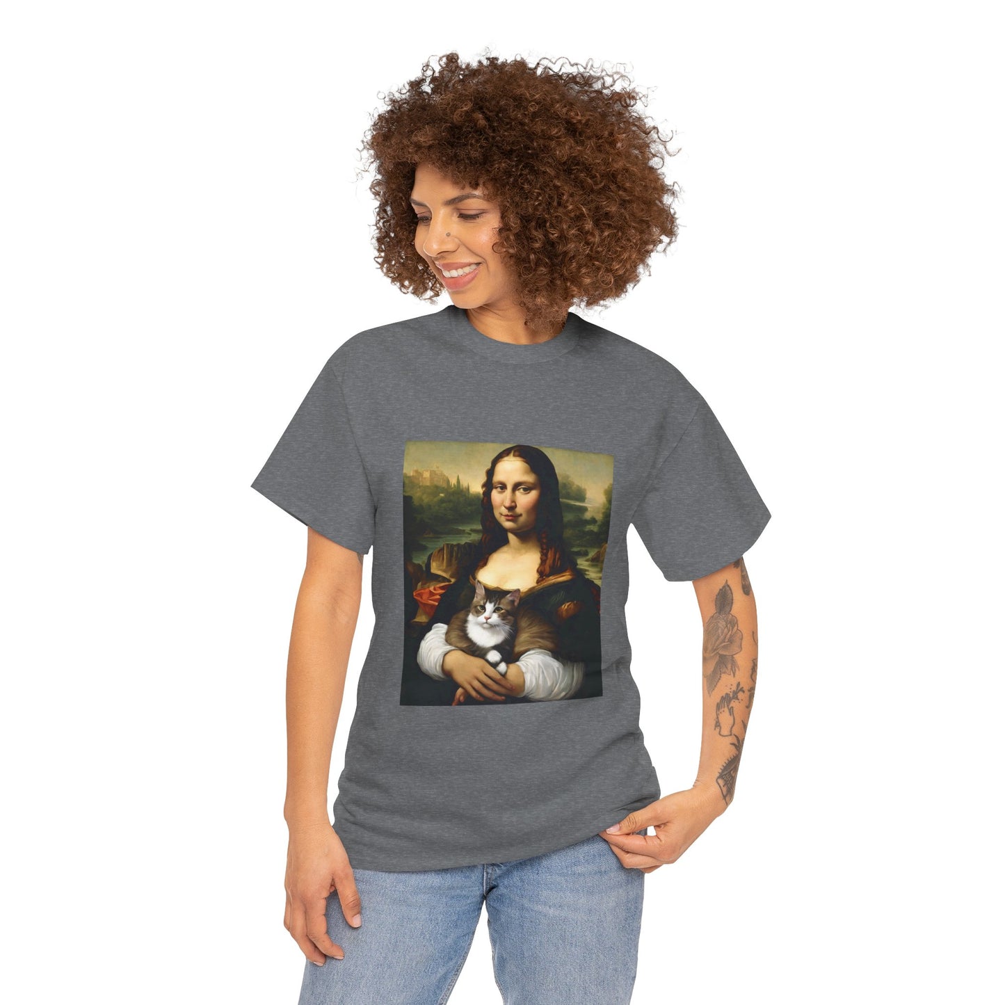 Mona Lisa with Cat - Flashlander Gym Shirt