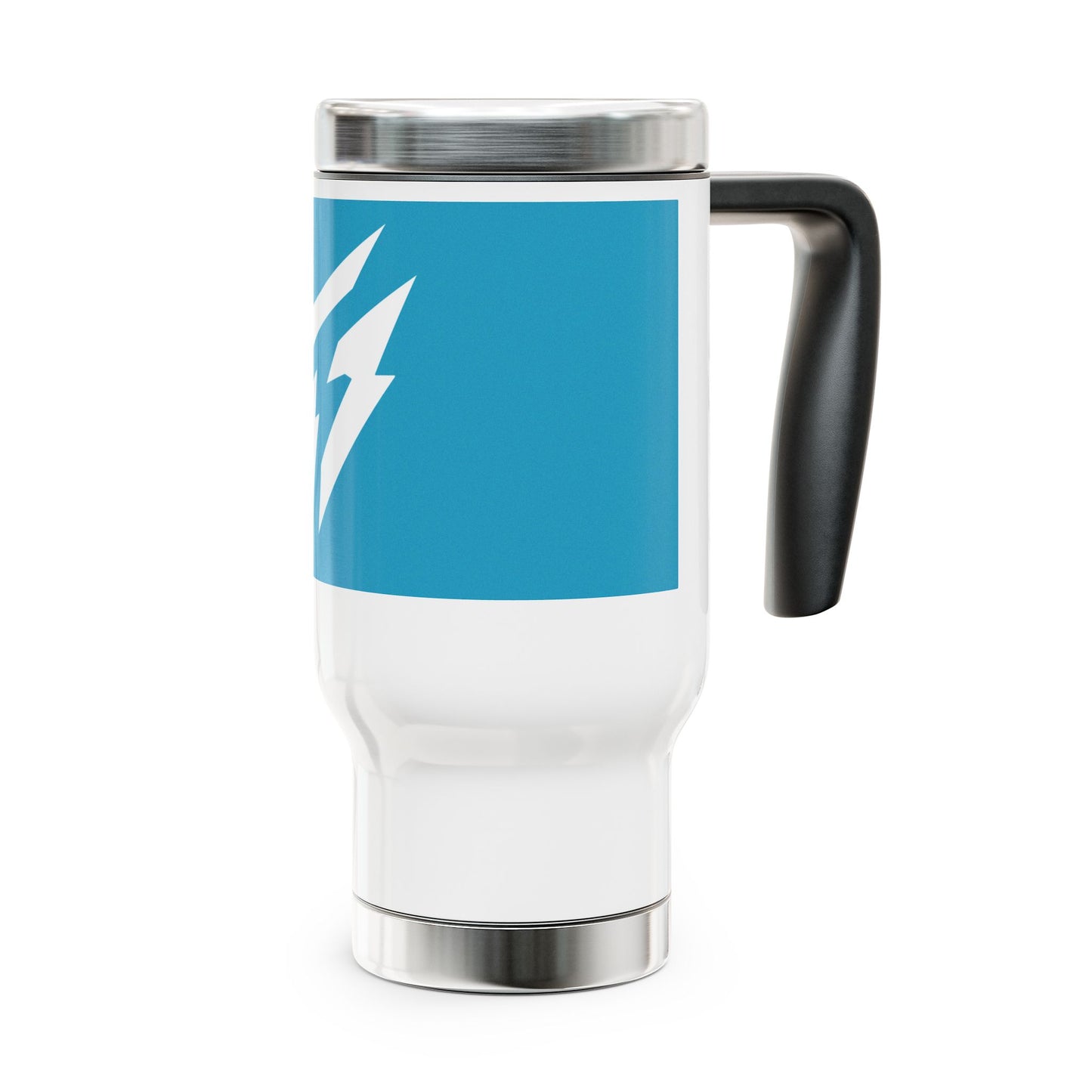 Flashlander Stainless Steel Travel Sports Mug with Handle 14oz Blue Aqua Turquoise and White