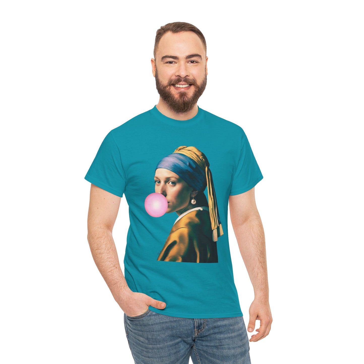 Bubble Gum Girl with a Pearl Earring Johannes Vermeer - Flashlander Gym Shirt