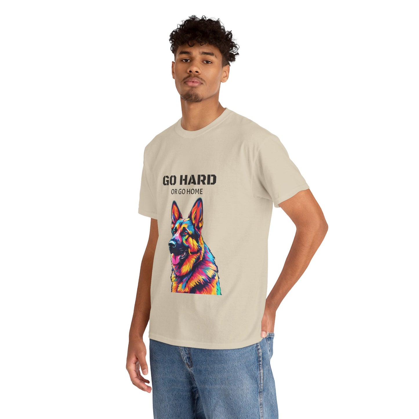 Camiseta de gimnasia Flashlander con diseño de perro pastor alemán Pop Art: "Ve a por todas o vete a casa"