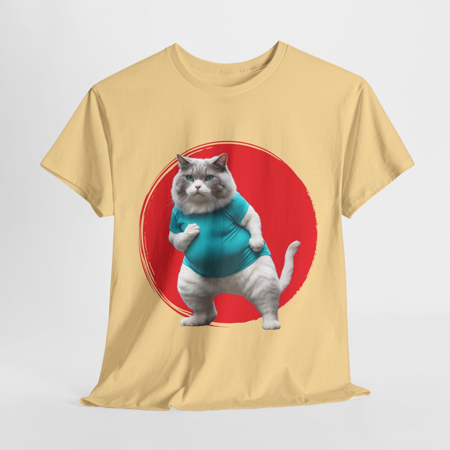 Camiseta de gimnasio Flashlander con divertido gato gordo de karate