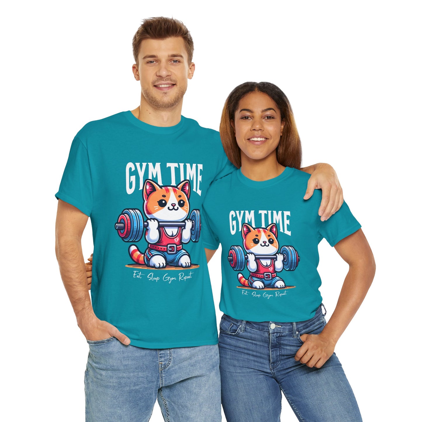 Cute Cat Gym Time Shirt Flashlander Graphic Tee