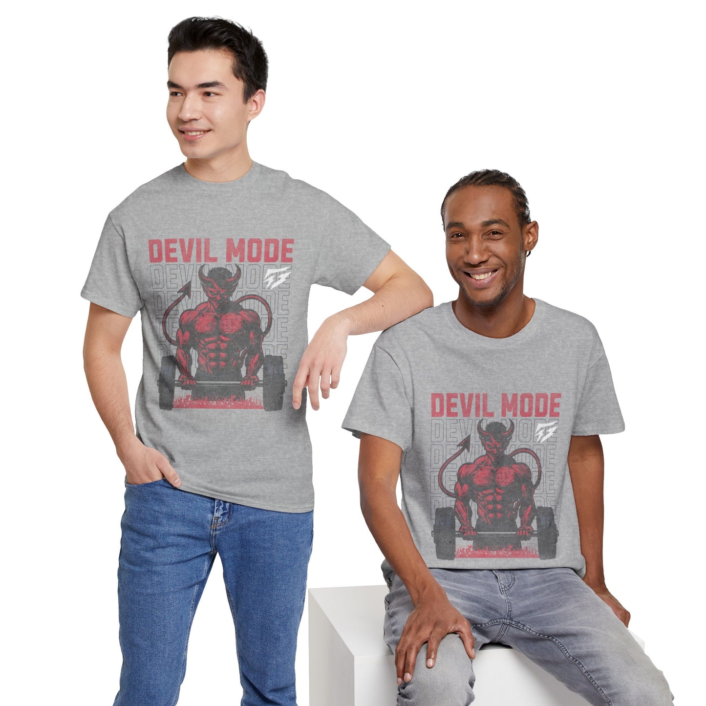 Devil Mode Gym Shirt Flashlander Cotton Unisex Charcoal Black Performance Graphic Tee