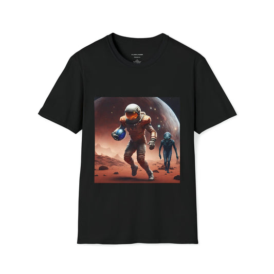 Astronauta y extraterrestre se enfrentan en camiseta de fútbol Flashlander