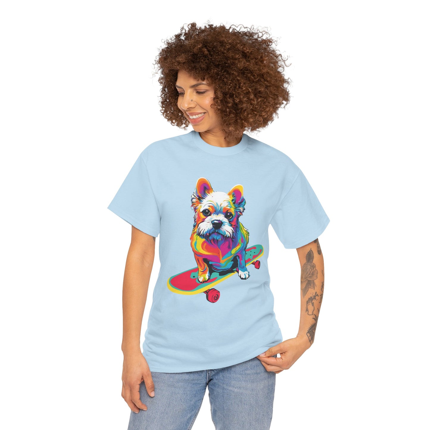 T-shirt de sport Flashlander avec chien skateboardant Pop Art