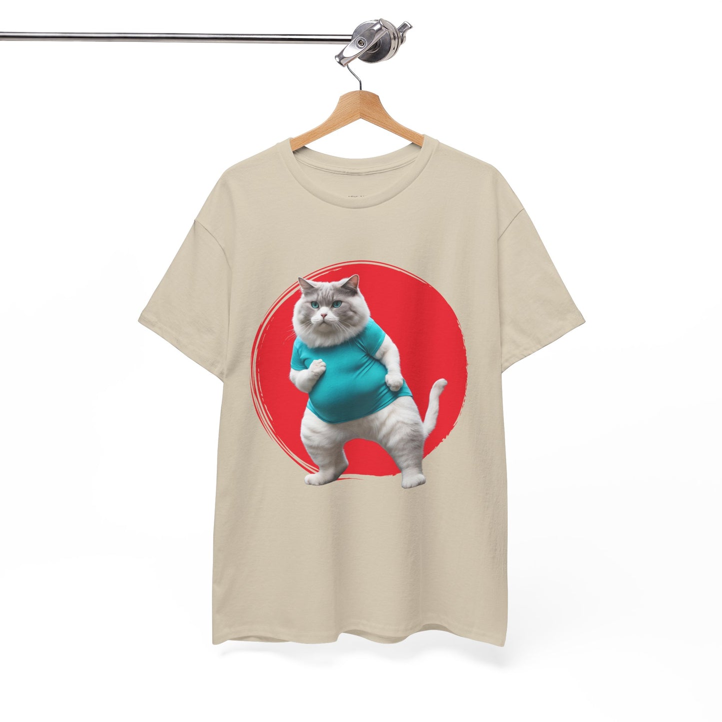 Camiseta de gimnasio Flashlander con divertido gato gordo de karate