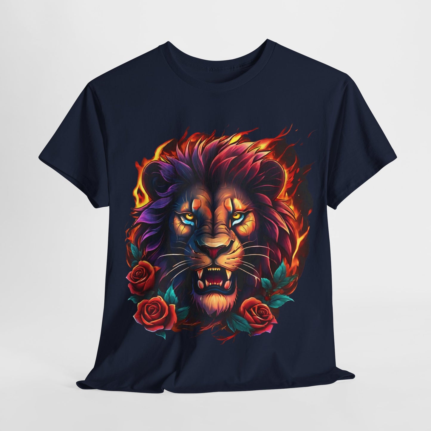 Lion Flames and Roses T-Shirt Flashlander