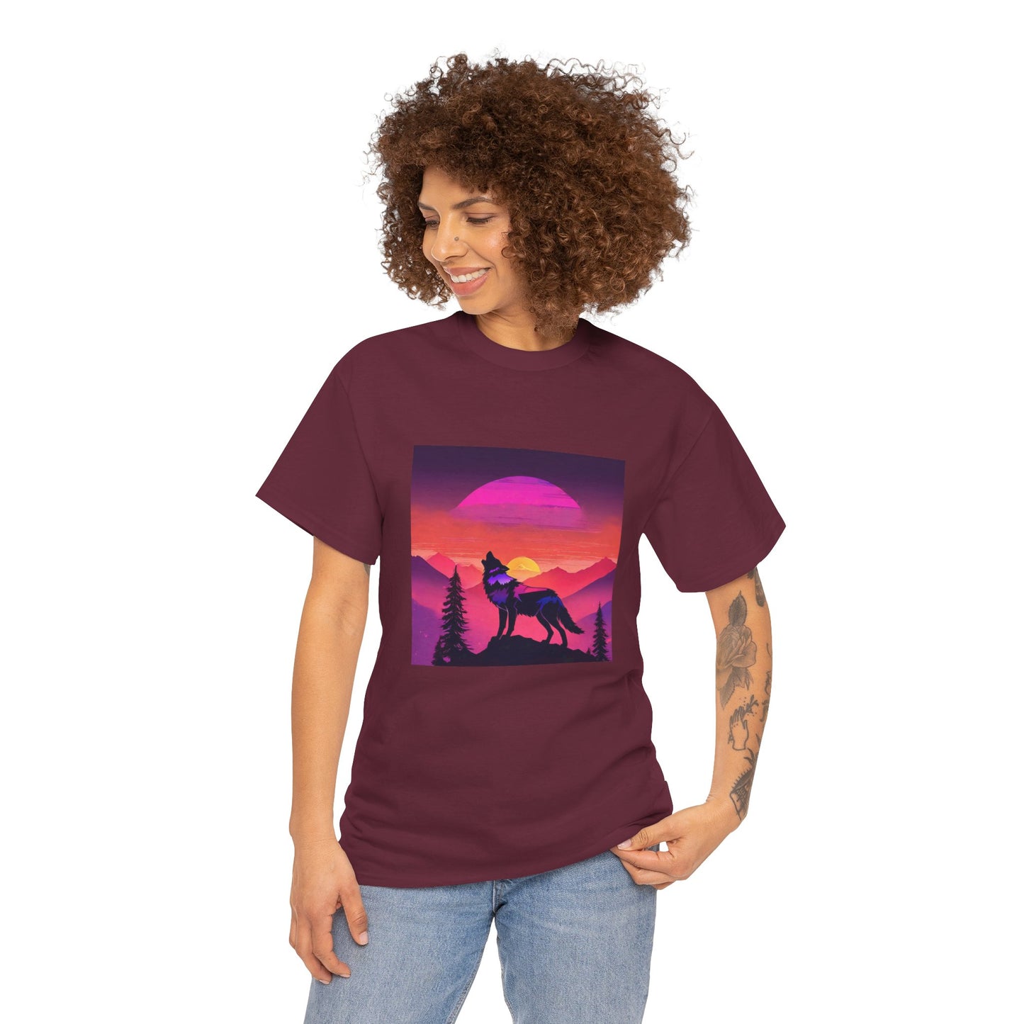 Wolf Majestic Sunset Gaphic Tee Flashlander