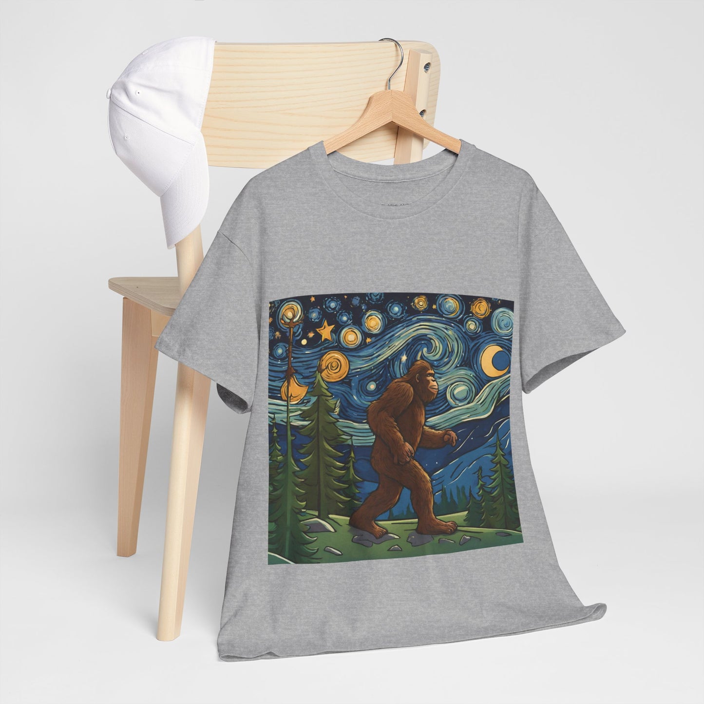 Bigfoot Strolls Through Van Gogh's Starry Night - Flashlander Gym Shirt